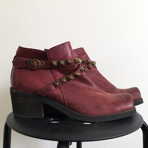 JEFFREY CAMPBELL Morrison Distressed Ankle Boot in Wine